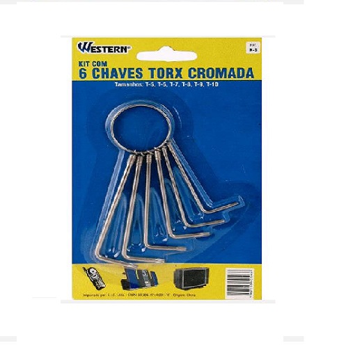 KIT COM 6 CHAVES TORX CROMADA