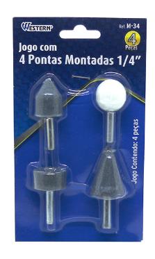 JOGO C/4 PONTAS MONTADAS 1/4 P/ MICRO RETIFICA WESTERN UN