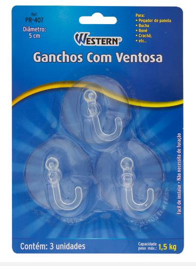 GANCHOS 3 PCS C/ VENTOSA WESTERN UND