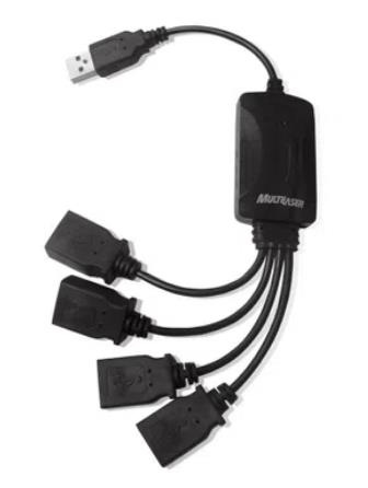 HUB C/4 PORTAS USB 2.0 FLEXIVEL PRETO MULTILASER UN