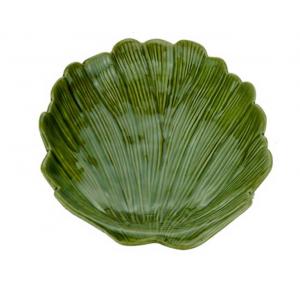 PRATO DECORATIVO CERAMICA 14X13X2,5CM BANANA LEAF VERDE LYOR 