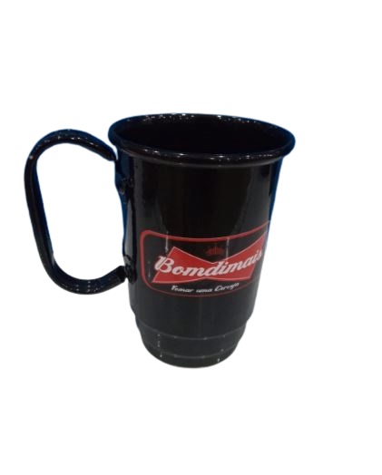 CANECA CHOPP 350ML ALUMINIO BOMDIMAIS PRETA RELOBRAZ UN