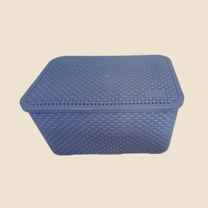 CESTO ORG RATTAN GR 38.5X28X19CM 69S1 AZUL NITRON PLAST UN