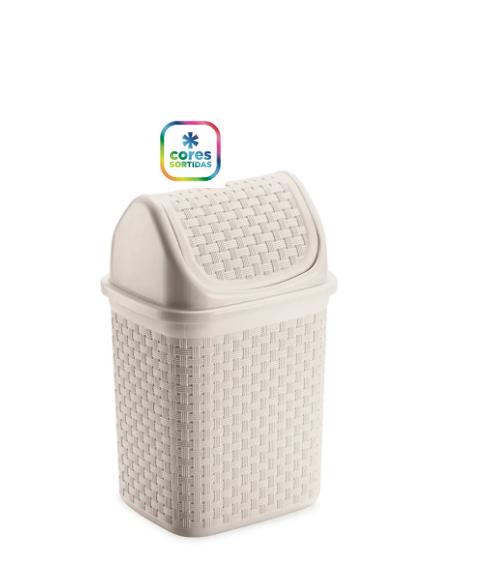 LIXEIRA PIA RATTAN BASCULANTE 4.5L 134CR CREME NITRON PLAST