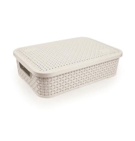 CESTO ORG RATTAN MD 32.3X22X8.3CM 260CR CREME NITRON PLAST