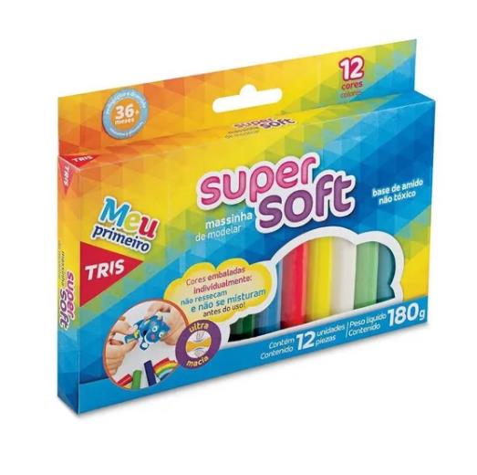 MASSA MODELAR MASSA DE MODELAR SUPER SOFT 12COR 180G TRIS 684222 TRIS