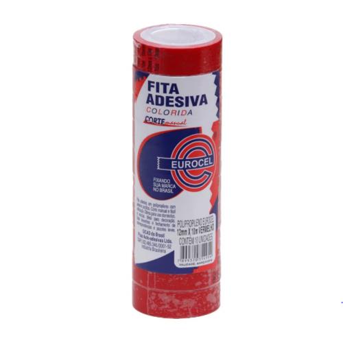 FITA ADESIVA 12MMX10MT PP2000 83258 VERMELHO EUROCEL