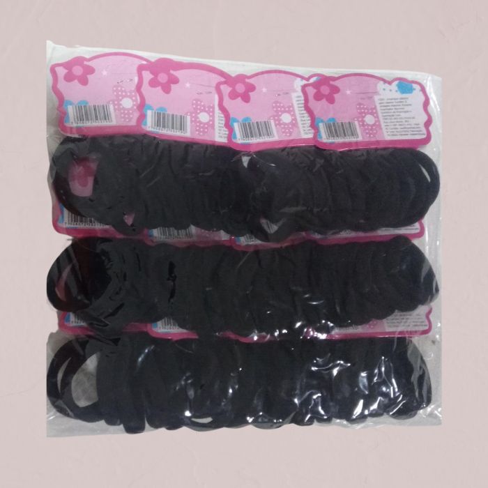 KIT AMARRADOR CABELO ELASTICO DE MEIA LISO 6 UN 4CM PACOTE C/12 PCS Y250 PRETO BIJUNOVA UN