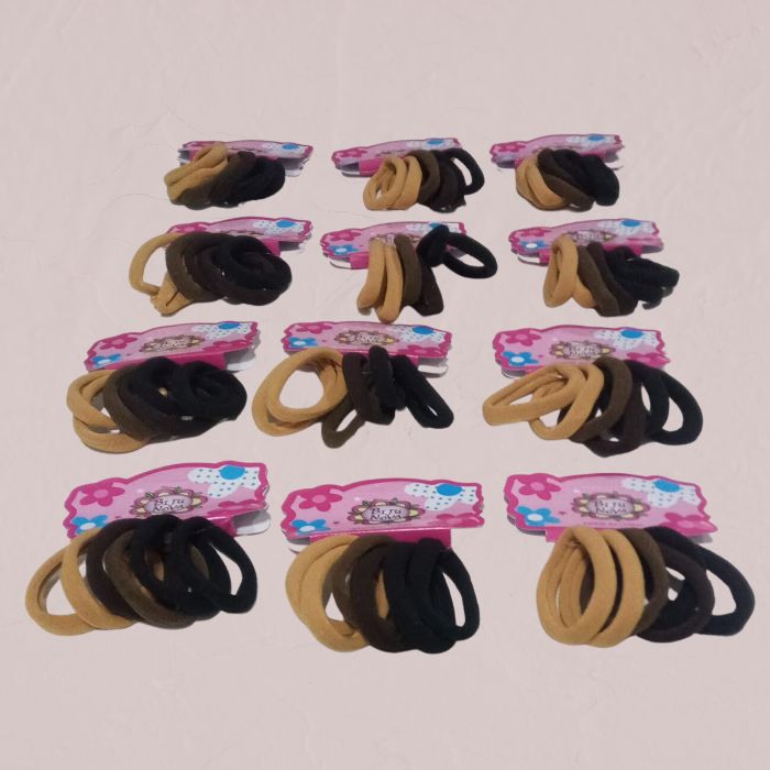 KIT AMARRADOR CABELO ELASTICO DE MEIA LISO 6UN 4CM PACOTE C/12 PCS Y248 COLOR BIJUNOVA UN