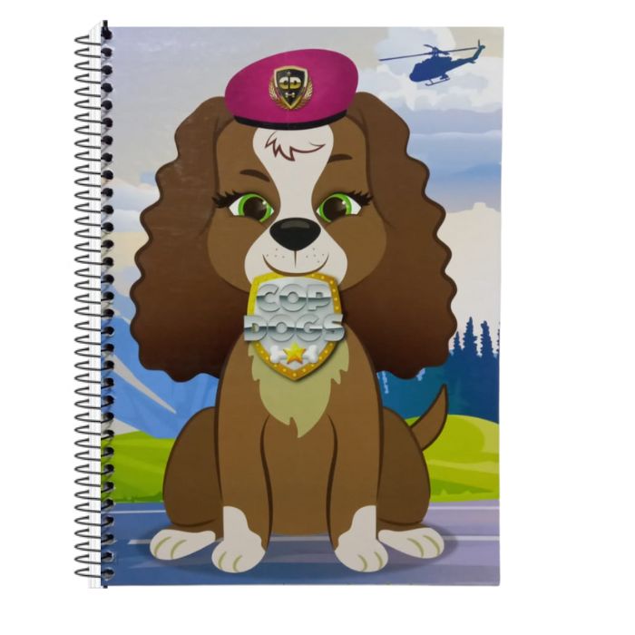 CADERNO CD 1X1 COP DOGS ADESIVO 96FLS 0752 MAXIMA