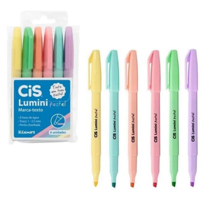 MARCA TEXTO LUMINI PASTEL 6 CORES 569800 CIS