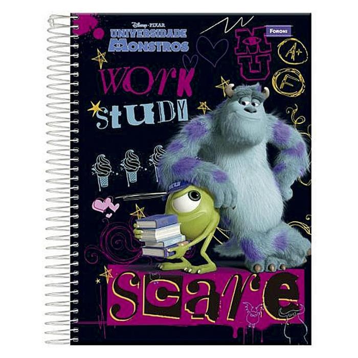 CADERNO CAPA DURA 10X1 200FLS MONSTROS 3384313 FORONI UN