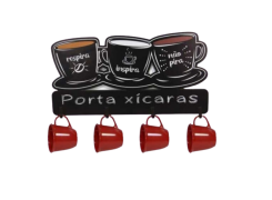 SUPORTE XICARAS PAREDE COM 4 PCS ACRILICA COLOR DECORPLAST UN