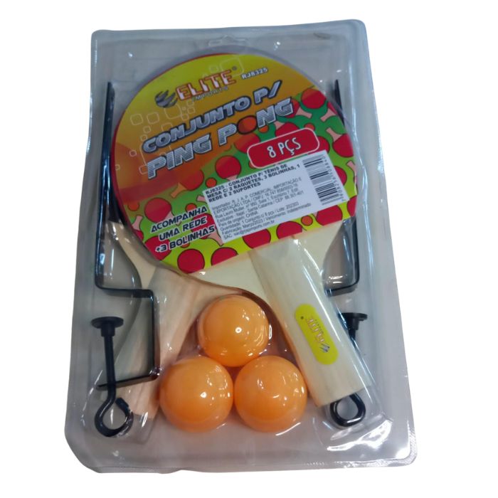 CONJUNTO RAQUETE PING PONG C/ BOLINHA E REDE RJ8325 ELITE UN