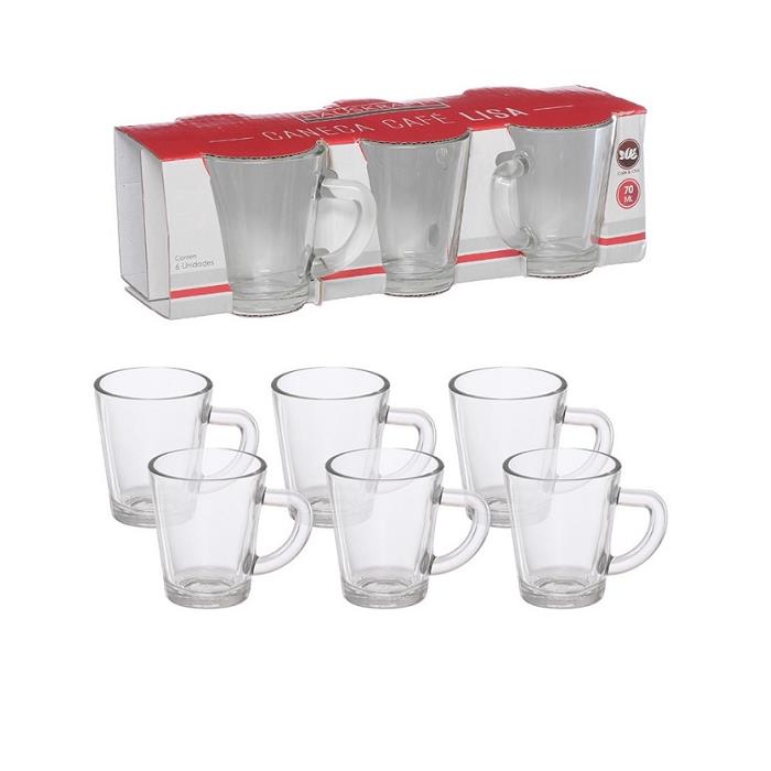 CONJUNTO CANECA VIDRO CAFE 70ML 6PCS TR CANC09 HAUSKRAFT UN