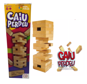 JOGO CAIU PERDEU 54 BLOCOS MDF 7460 PAIS E FILHOS UN