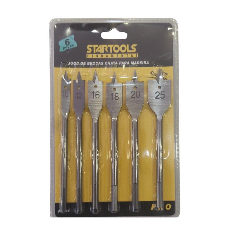 JOGO DE BROCAS CHATA P/ MADEIRA C45 C/ 5PCS AR0477 STARTOOLS UN