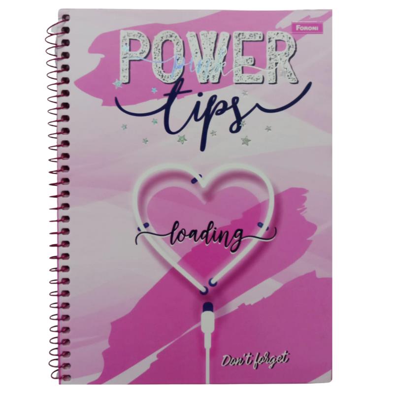 CADERNO CAPA DURA 1X1 80FLS COLLEGE PINK POWER 3163066 FORONI UN