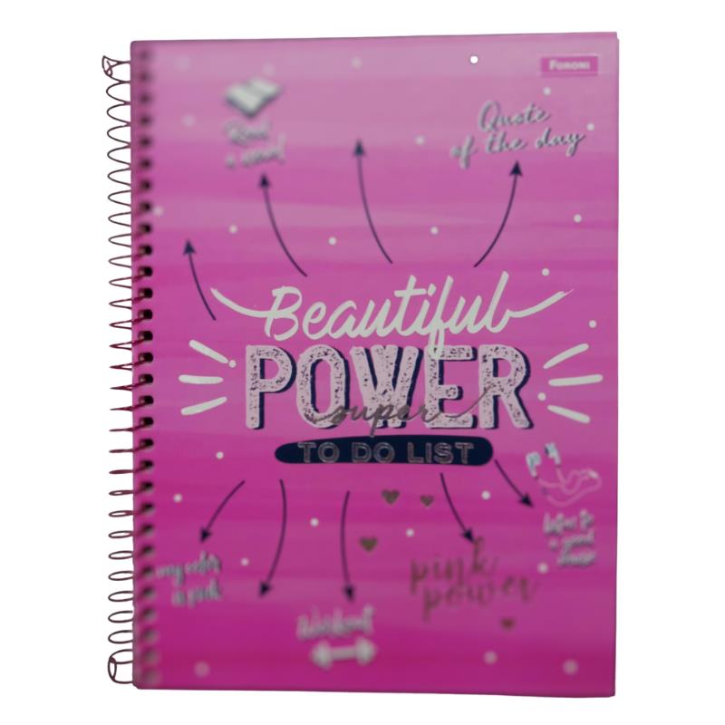 CADERNO CAPA DURA 1X1 80FLS COLLEGE PINK POWER 3163066 FORONI UN