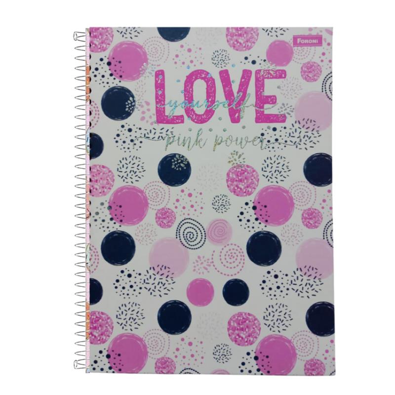 CADERNO CAPA DURA 1X1 80FLS COLLEGE PINK POWER 3163066 FORONI UN