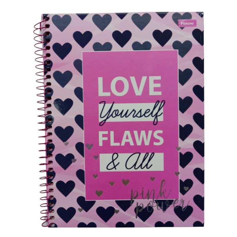 CADERNO CAPA DURA 1X1 80FLS COLLEGE PINK POWER 3163066 FORONI UN