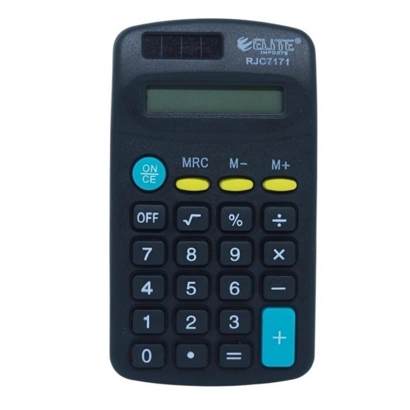 CALCULADORA PLASTICA PQENA 8 DIGITOS PRETA RJC7171 LIN530352 ELITE UN