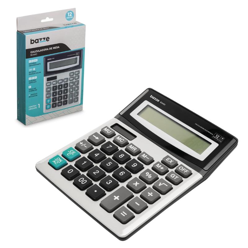 CALCULADORA DE MESA BAZZE B3440 PRETO TRIS UN