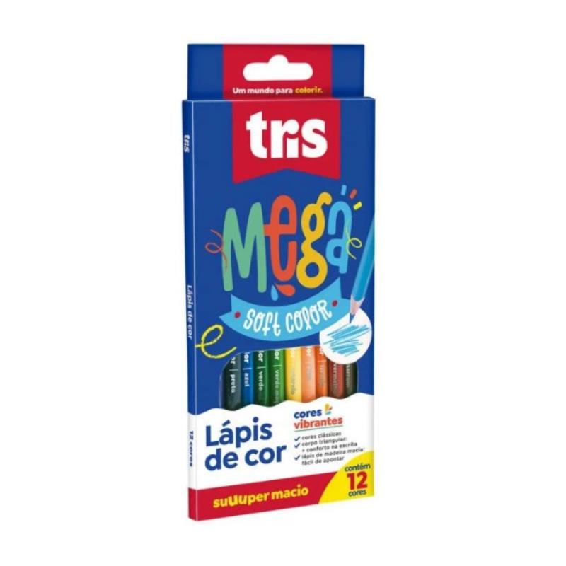 LAPIS DE COR MEGA SOFTCOLOR 12 CORES 684116 TRIS UN