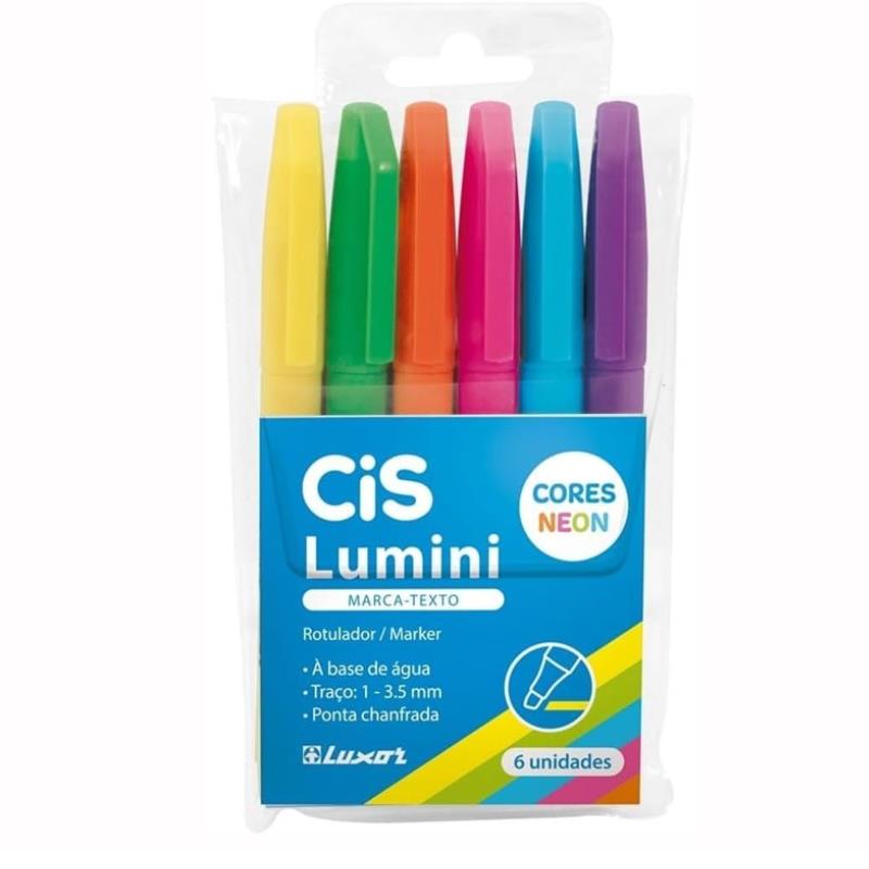 MARCA TEXTO LUMINI 6 CORES NEON 57190 CIS UN