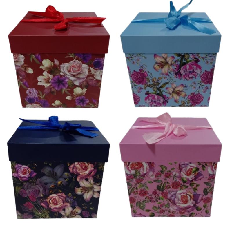 CAIXA PRESENTE 15X15CM FLORES 5438 LIN 531278 AMIGOLD UN