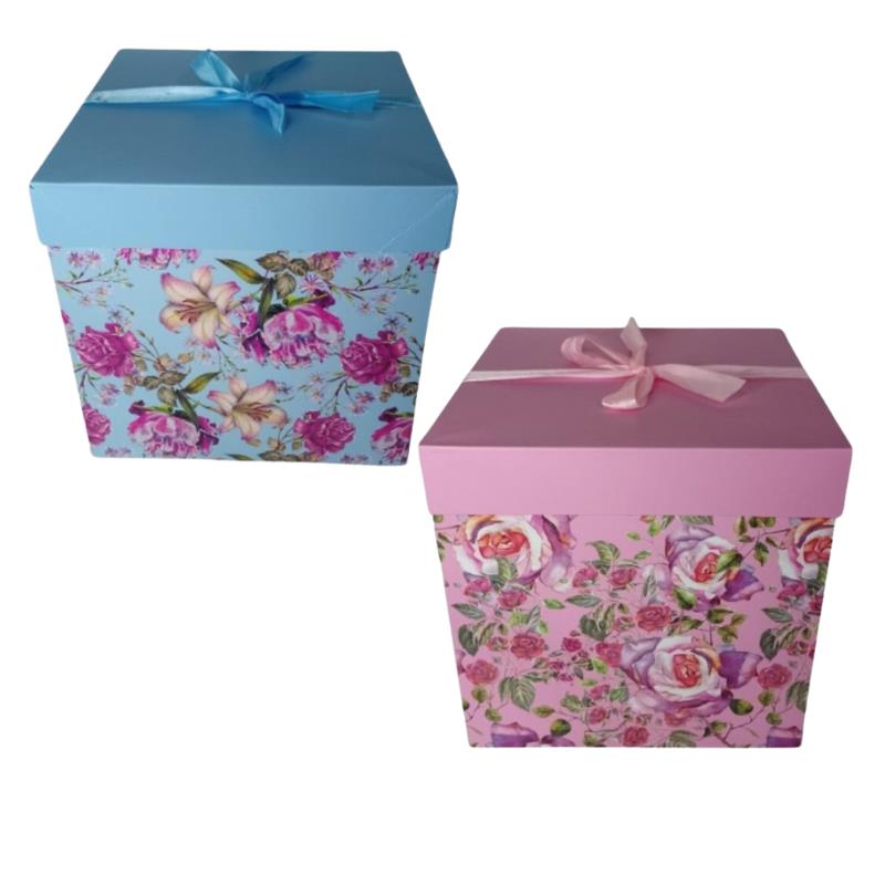 CAIXA PRESENTE 22X22CM FLORES 5439 LIN 531284 AMIGOLD UN