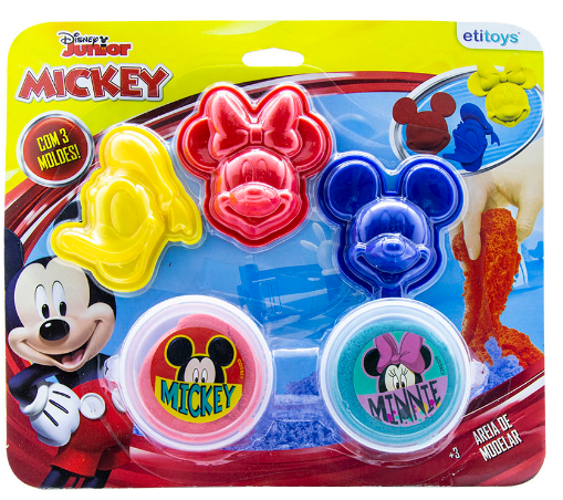 KIT MASSINHA COM 3 MOLDES MICKEY 